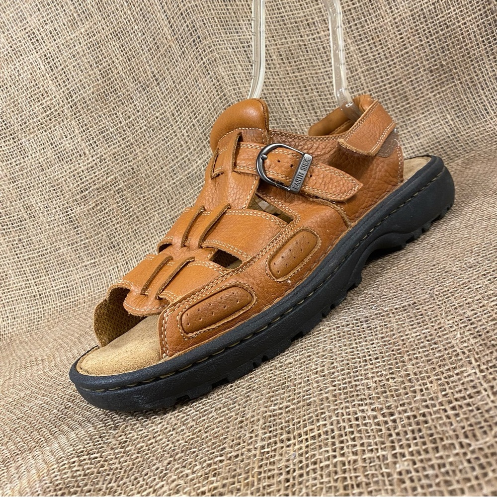 Earth Sandals Hiking Floater Leather Buckle Cognac Fisherman Size 14